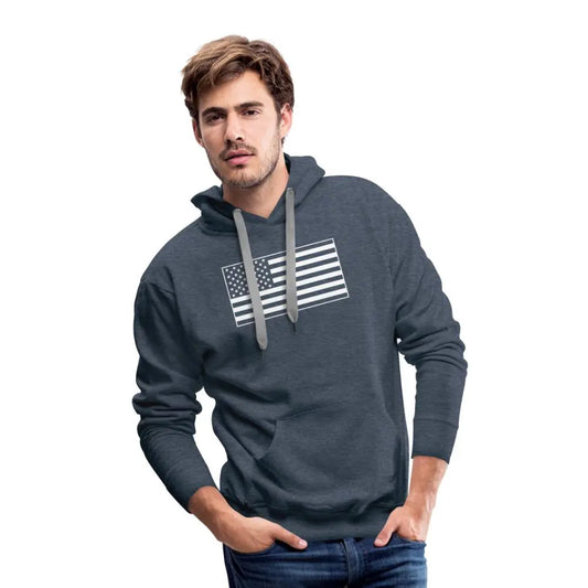 Men's Premium Hoodie - American Flag Design - heather denim