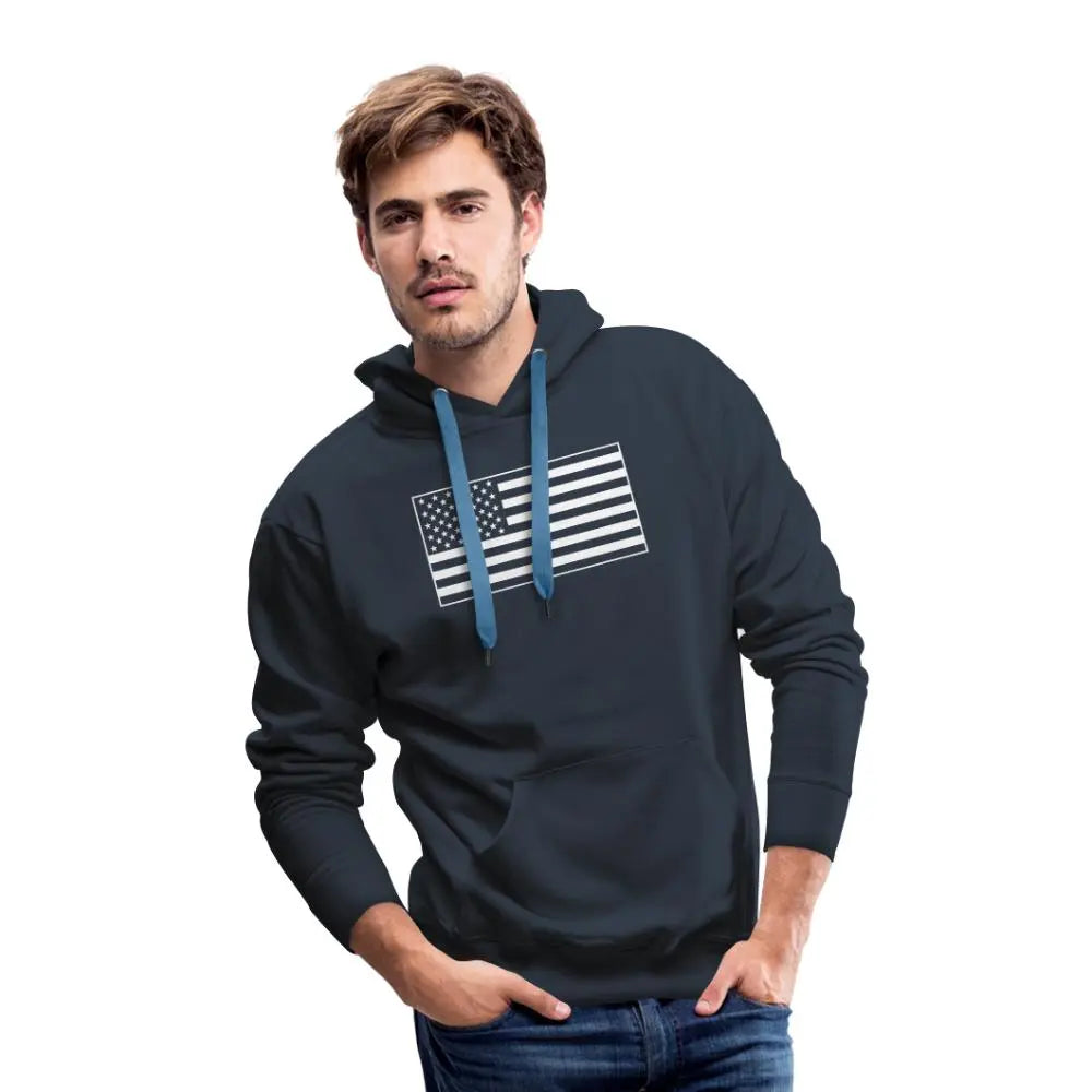 Men's Premium Hoodie - American Flag Design - navy