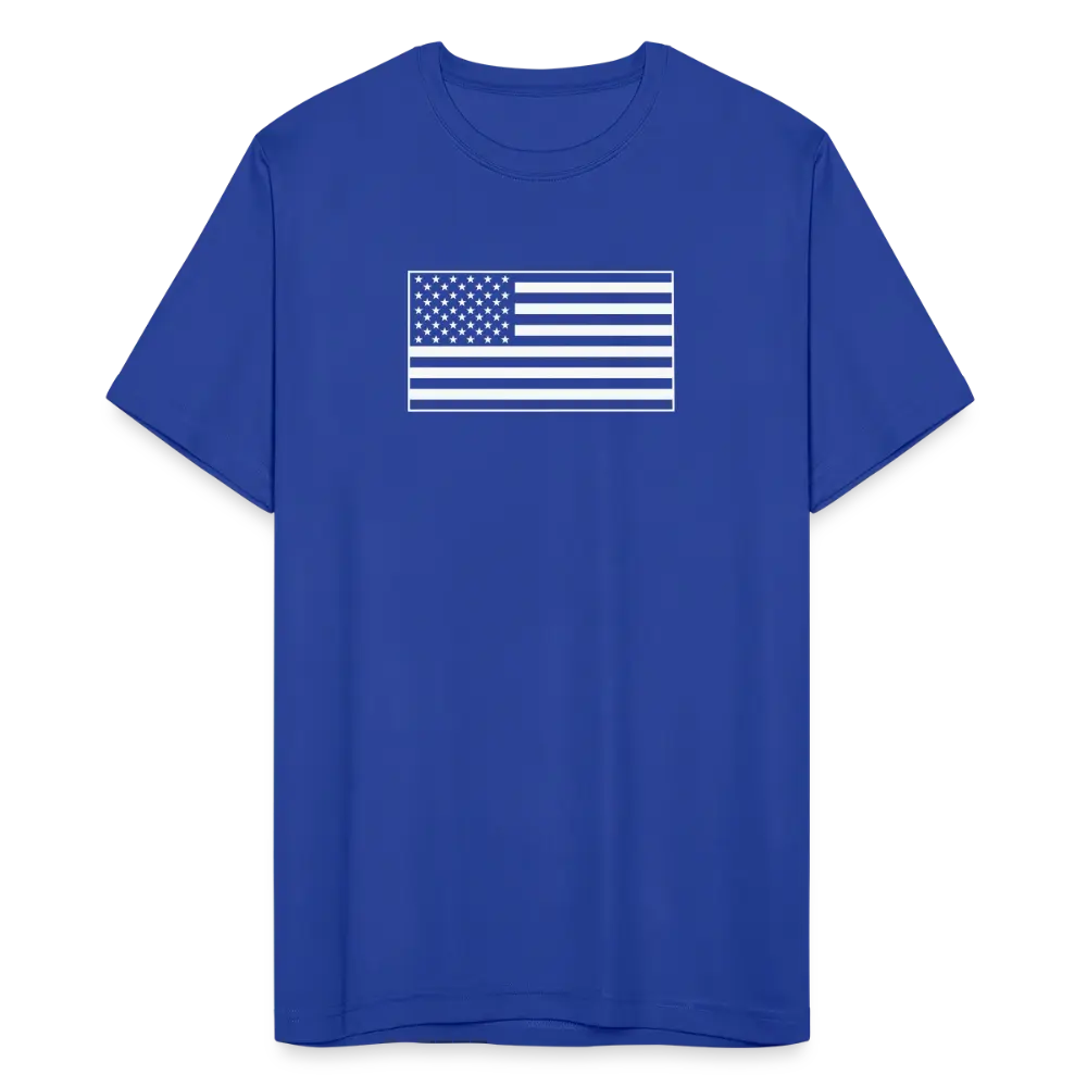 Moisture-Wicking Performance T-Shirt with American Flag Design - royal blue
