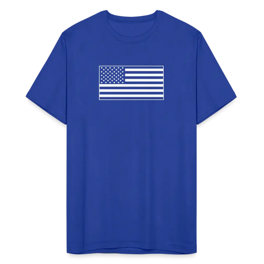 Moisture-Wicking Performance T-Shirt with American Flag Design - royal blue