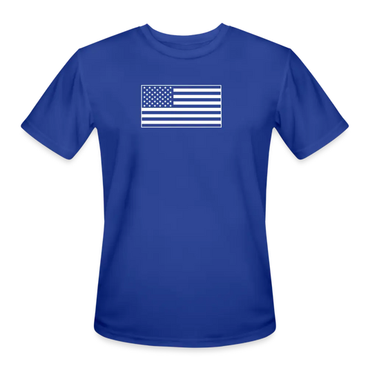 Moisture-Wicking Performance T-Shirt with American Flag Design - royal blue