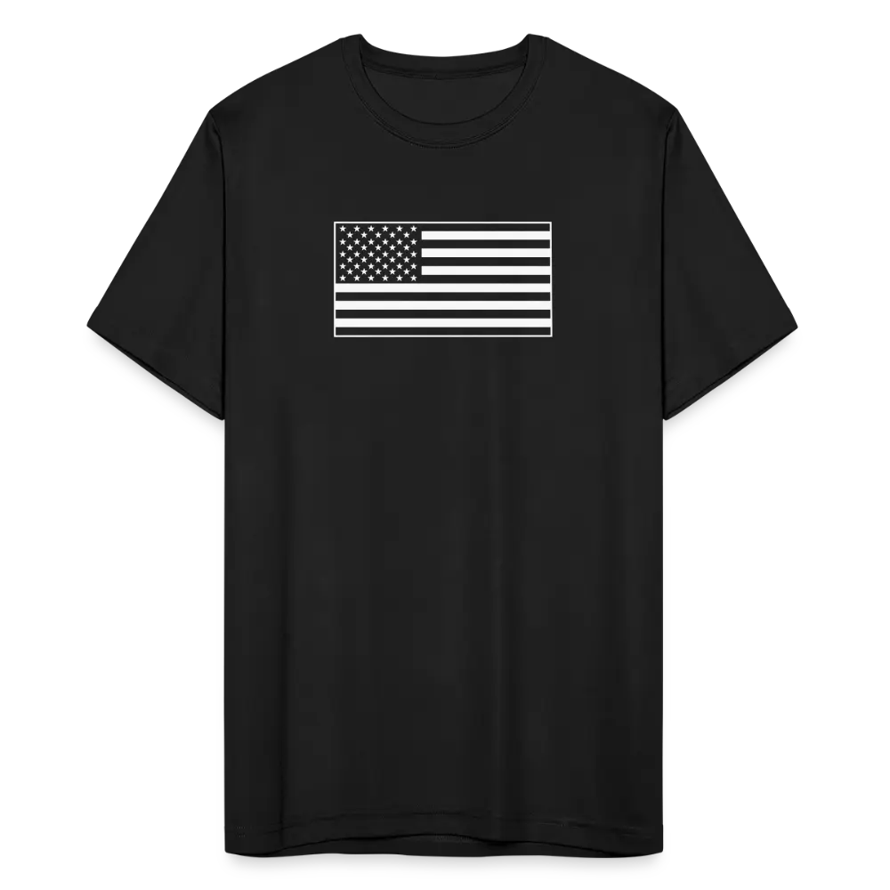 Moisture-Wicking Performance T-Shirt with American Flag Design - black