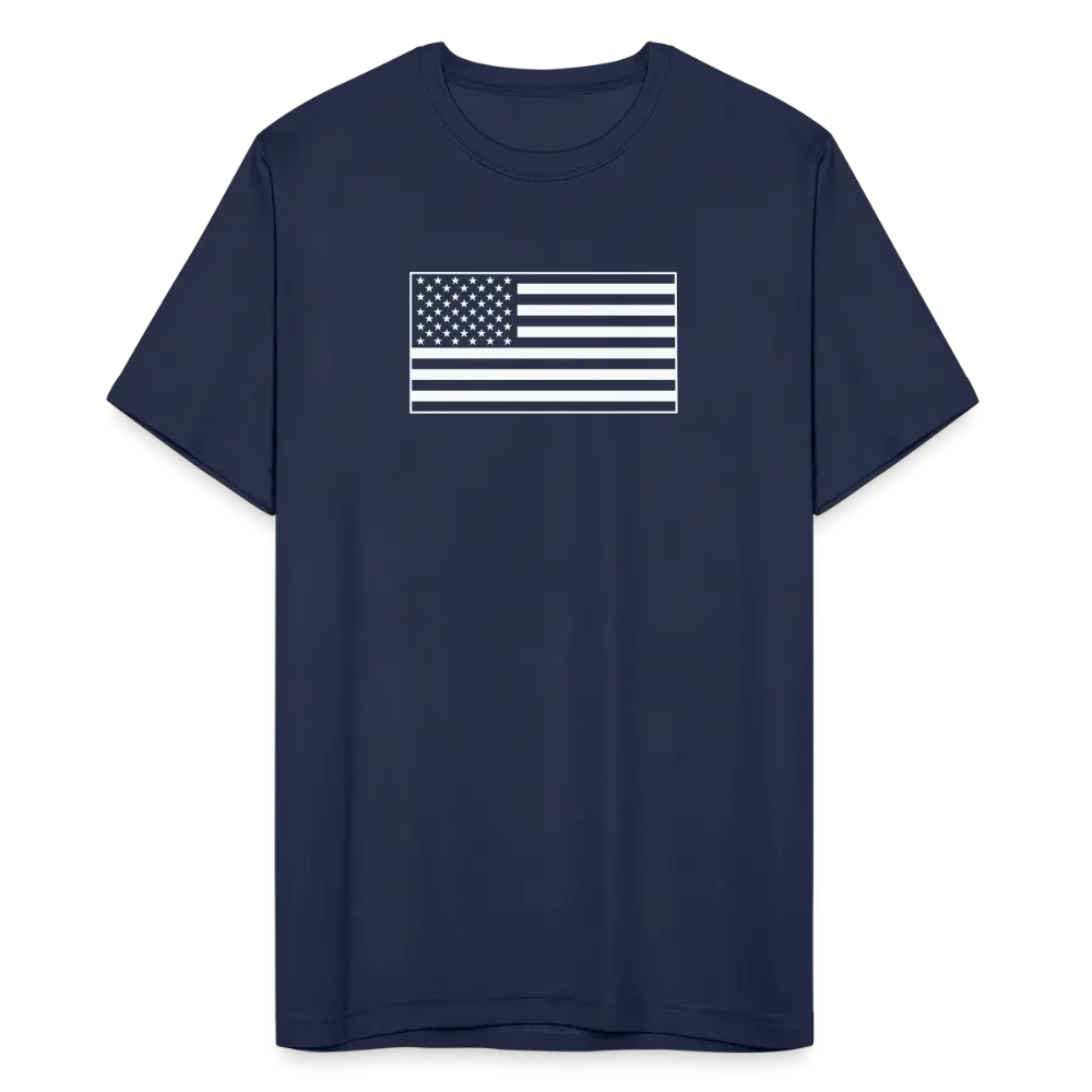 Moisture-Wicking Performance T-Shirt with American Flag Design - navy