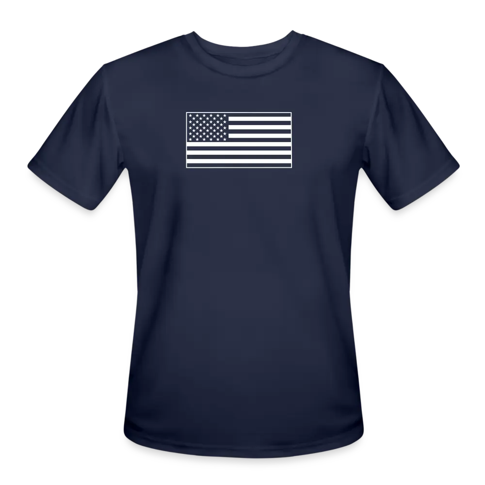 Moisture-Wicking Performance T-Shirt with American Flag Design - navy
