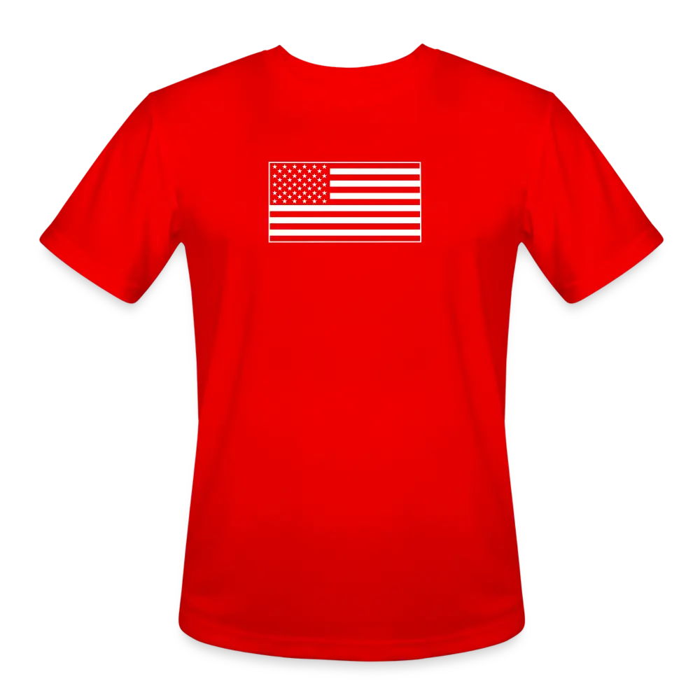 Moisture-Wicking Performance T-Shirt with American Flag Design - red