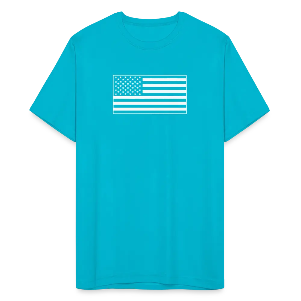 Moisture-Wicking Performance T-Shirt with American Flag Design - turquoise