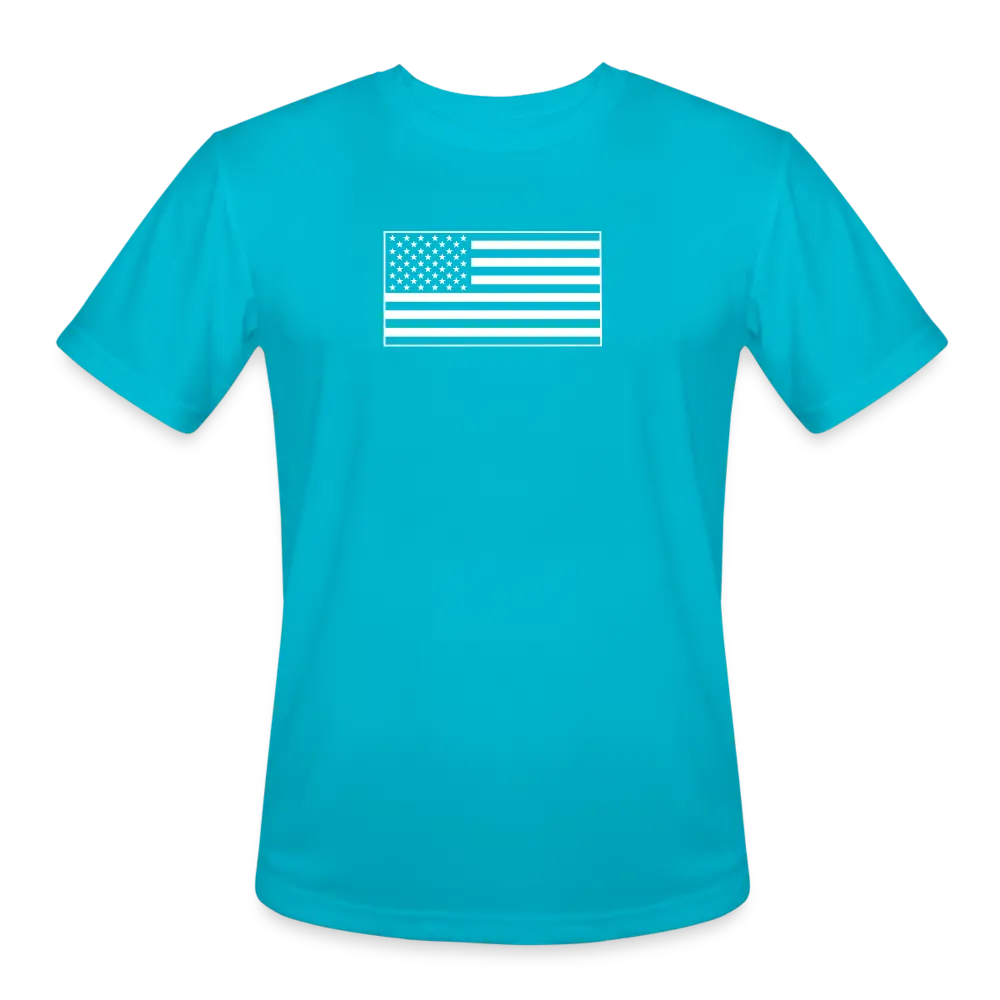 Moisture-Wicking Performance T-Shirt with American Flag Design - turquoise