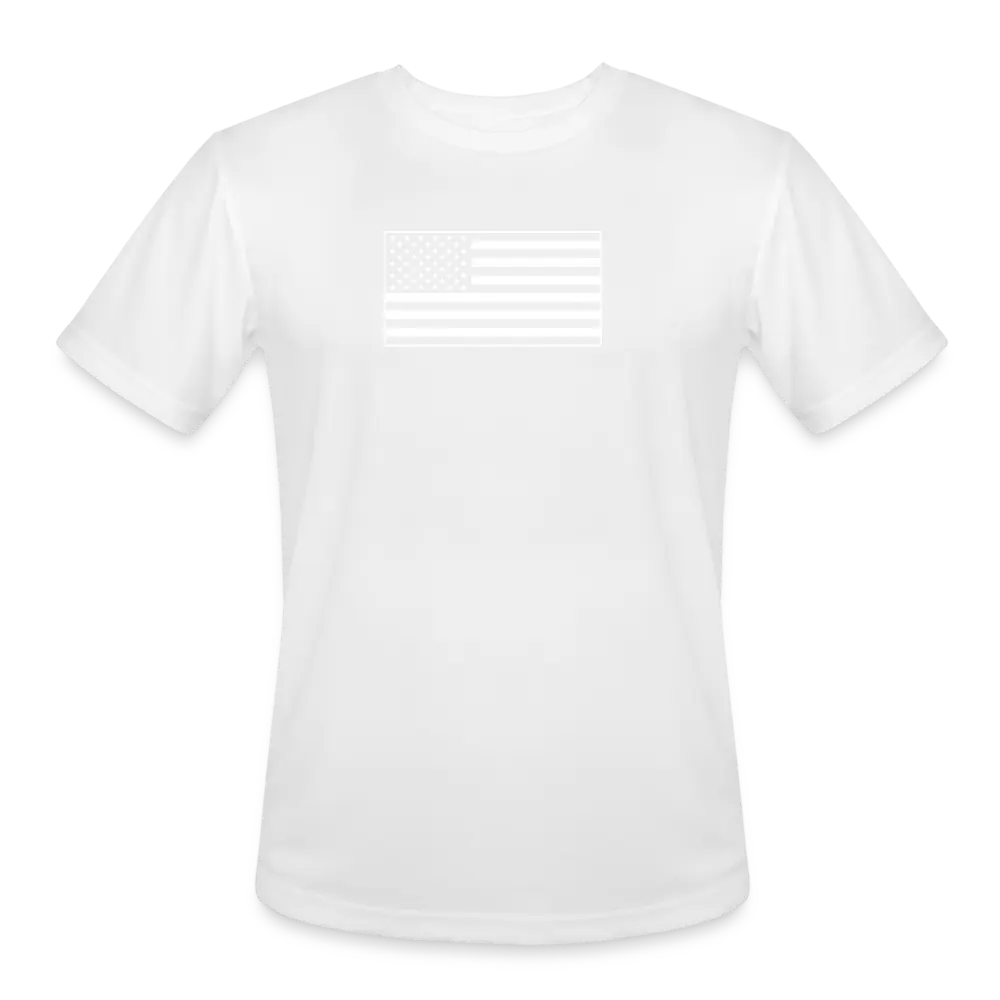 Moisture-Wicking Performance T-Shirt with American Flag Design - white