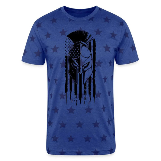 Patriot Spartan Stars T-Shirt - Bold American Flag Design - royal star