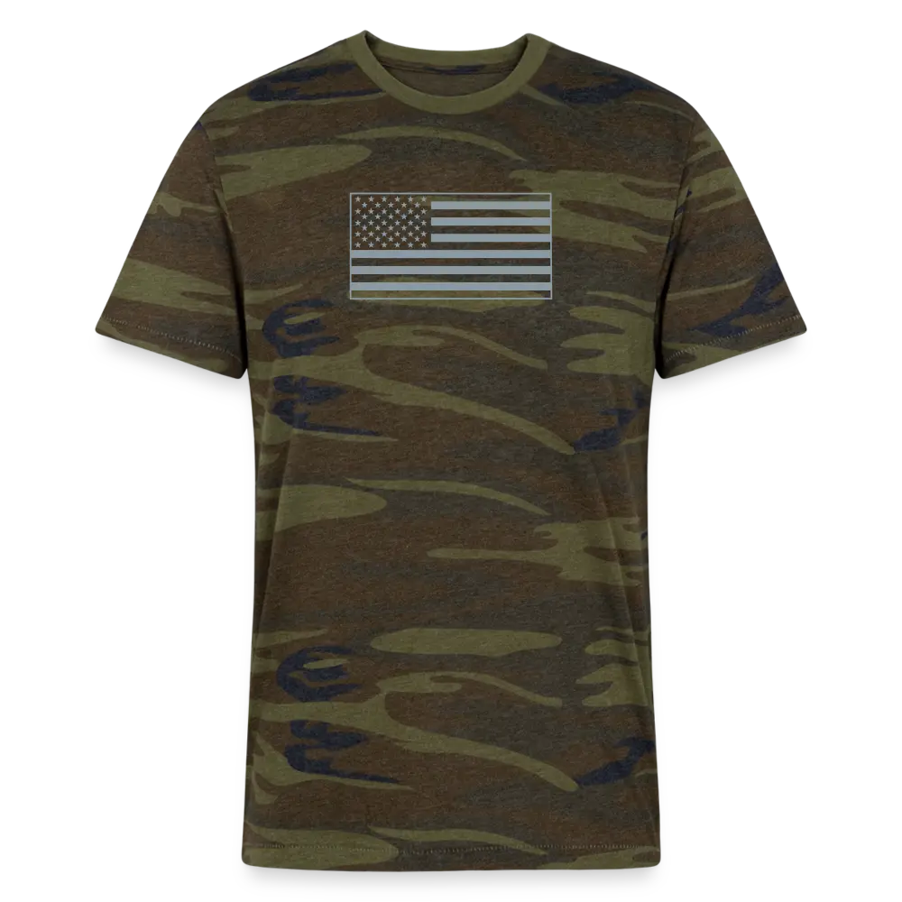 Patriotic Camo T-Shirt with American Flag - green camo