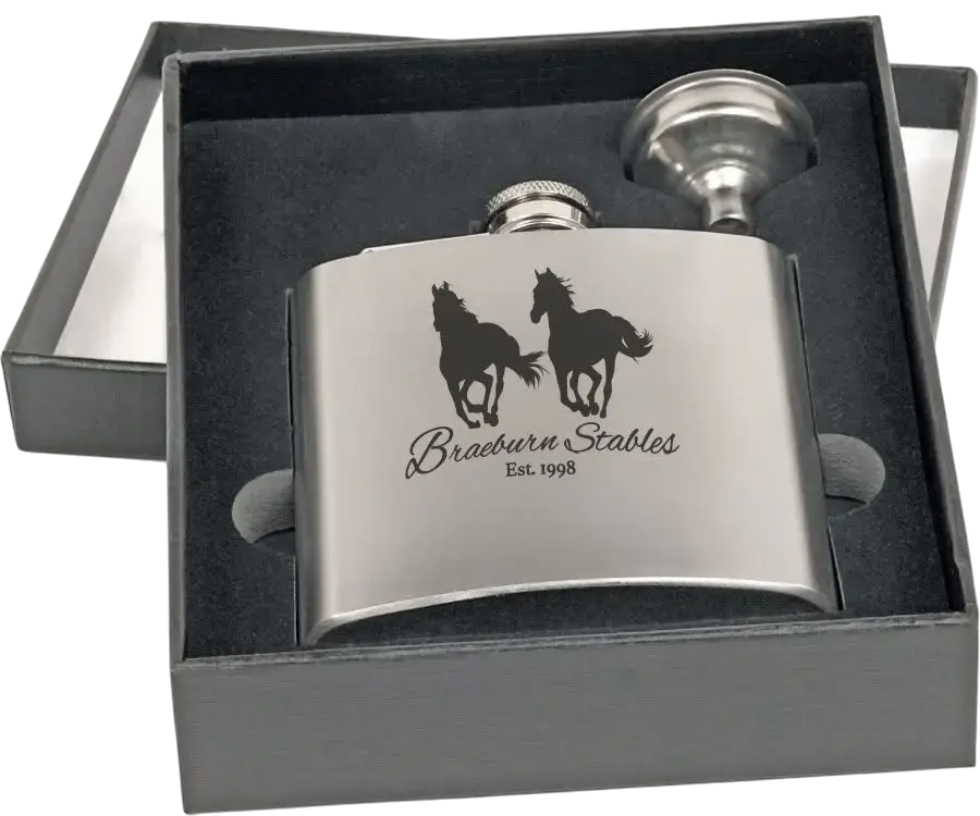 Custom Laser Engraved Flask | 6 oz Flask with Funnel and Gift Box Spartan Designs LLC