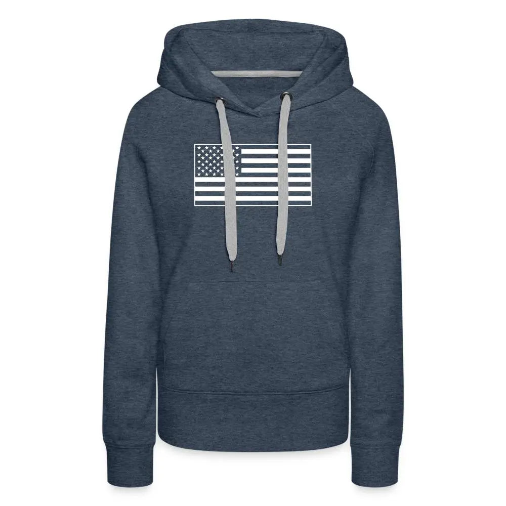 American Flag Women's Premium Hoodie - heather denim