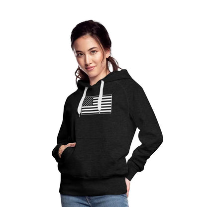 American Flag Women's Premium Hoodie - charcoal grey