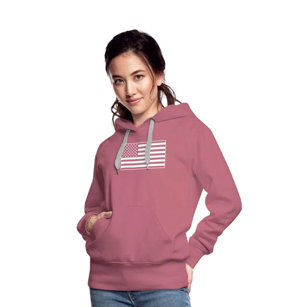 American Flag Women's Premium Hoodie - mauve