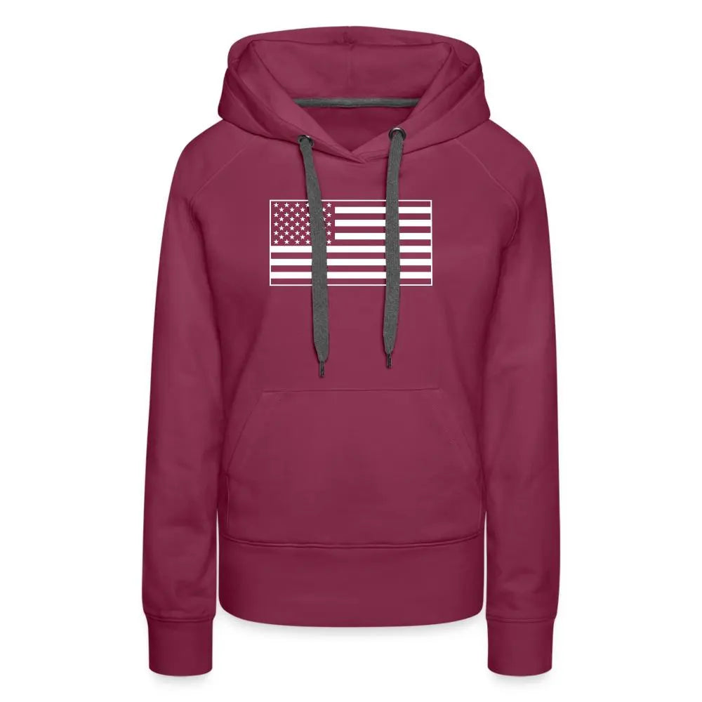 American Flag Women's Premium Hoodie - burgundy