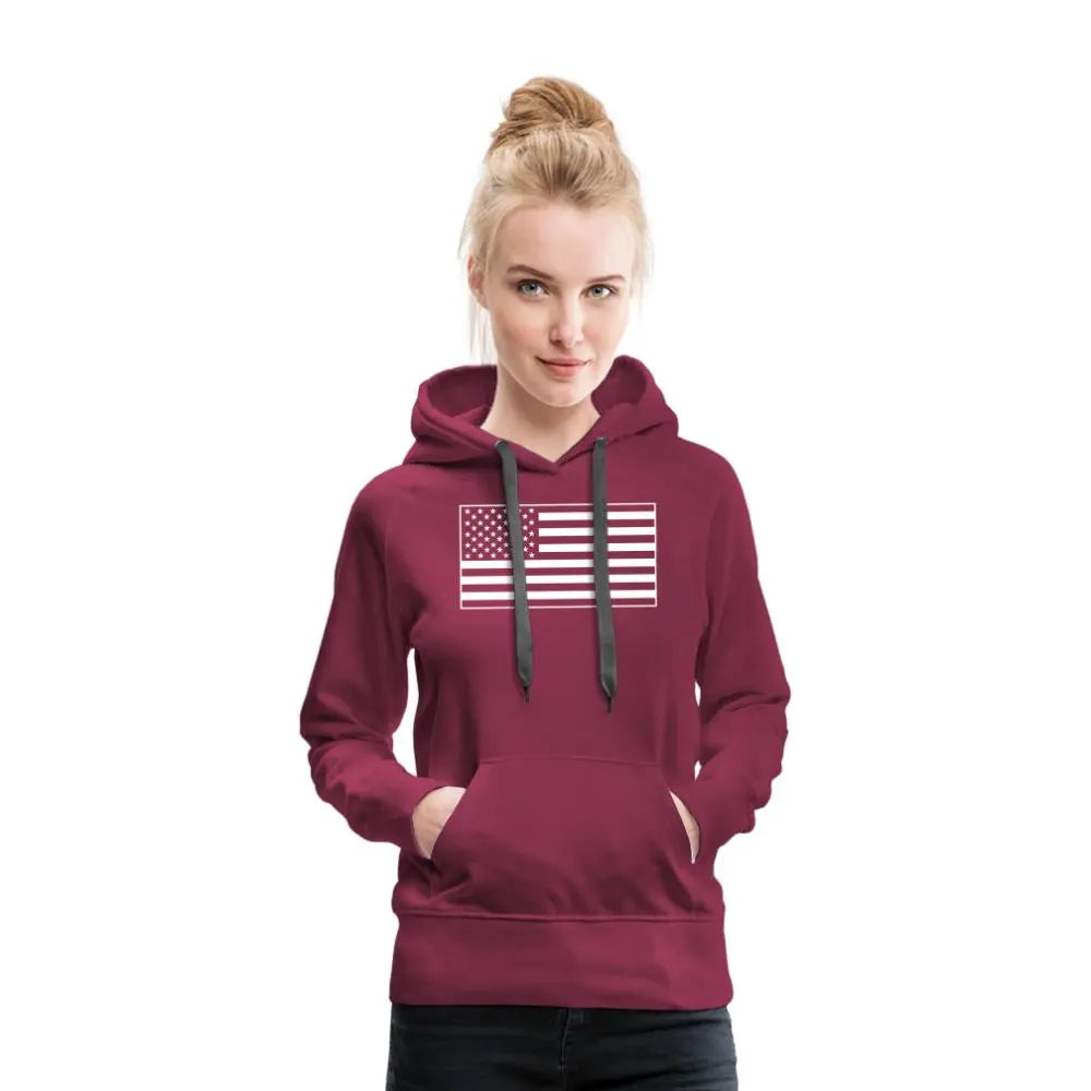 American Flag Women's Premium Hoodie - burgundy