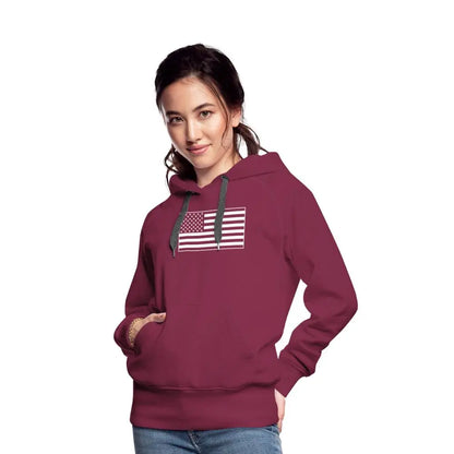 American Flag Women's Premium Hoodie - burgundy