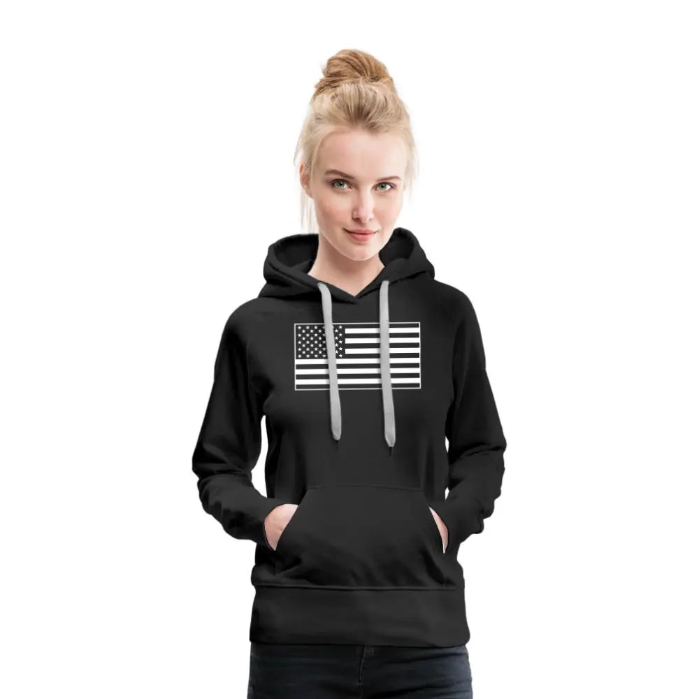 American Flag Women's Premium Hoodie - black