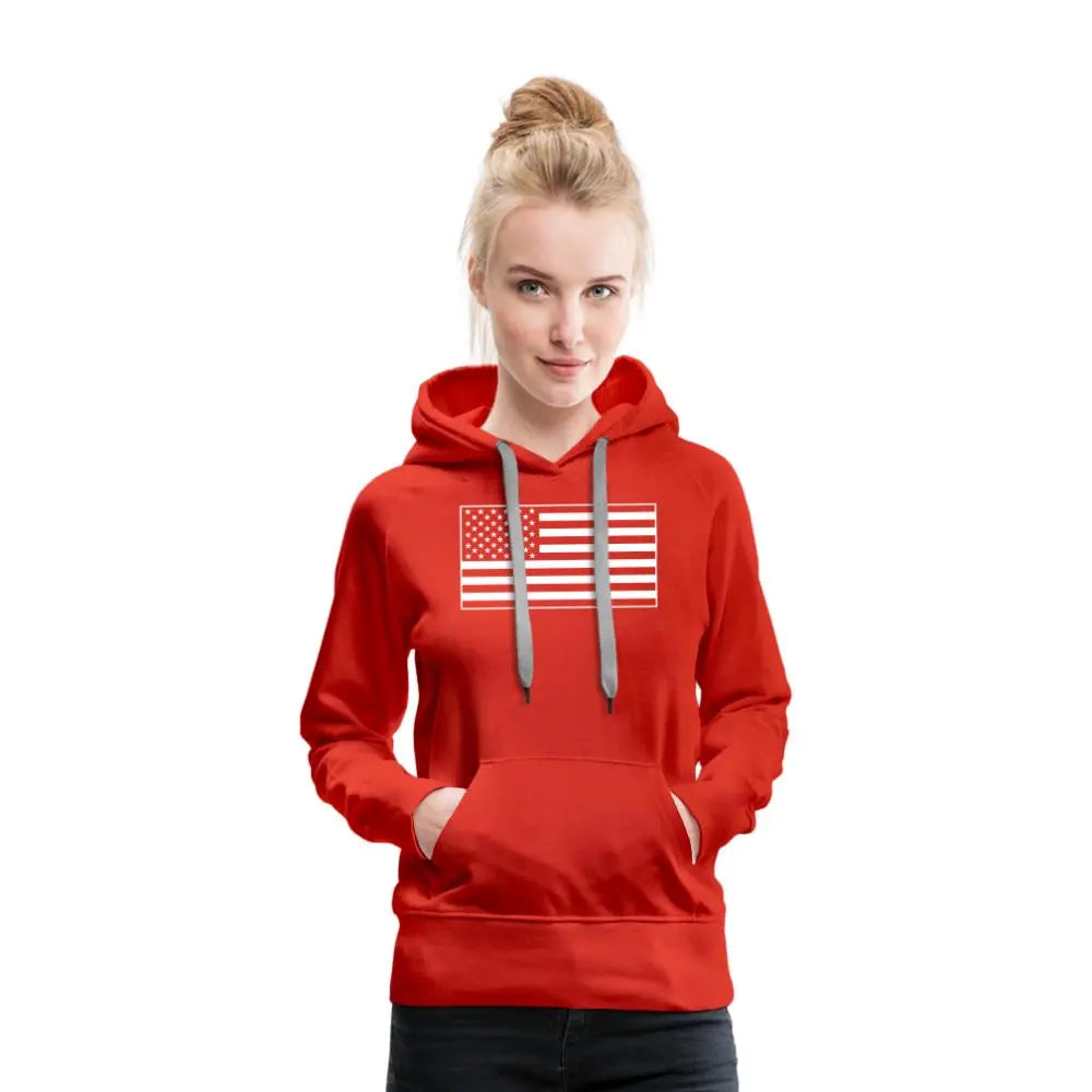 American Flag Women's Premium Hoodie - red