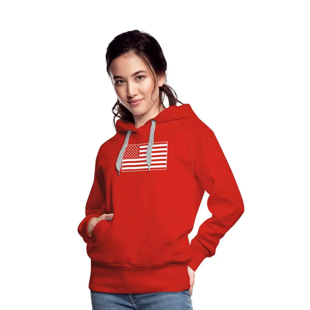 American Flag Women's Premium Hoodie - red