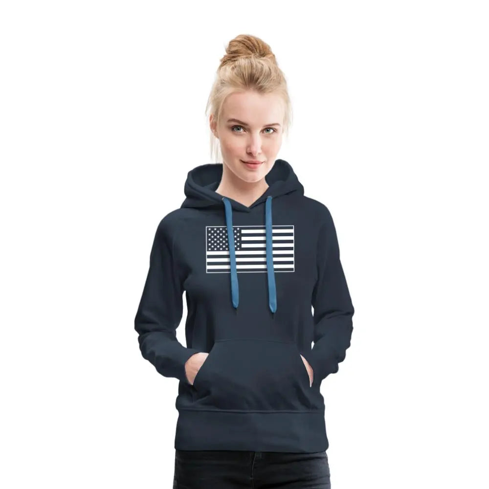 American Flag Women's Premium Hoodie - navy