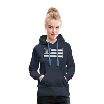 American Flag Women's Premium Hoodie - navy