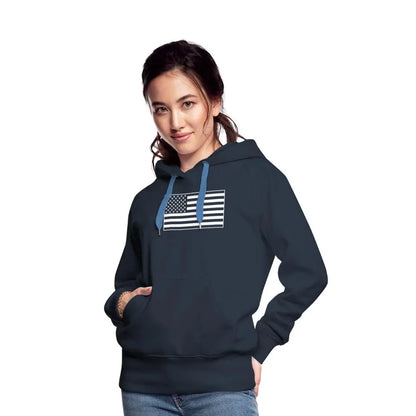 American Flag Women's Premium Hoodie - navy