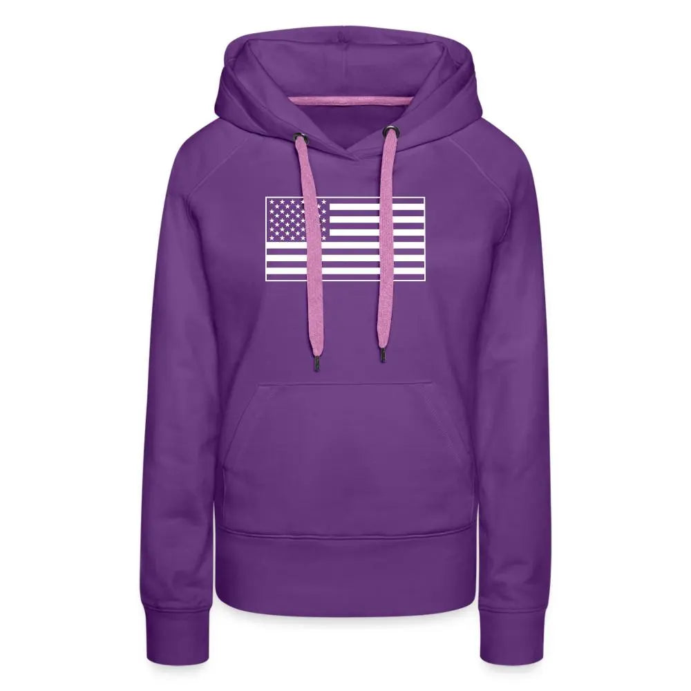 American Flag Women's Premium Hoodie - purple 