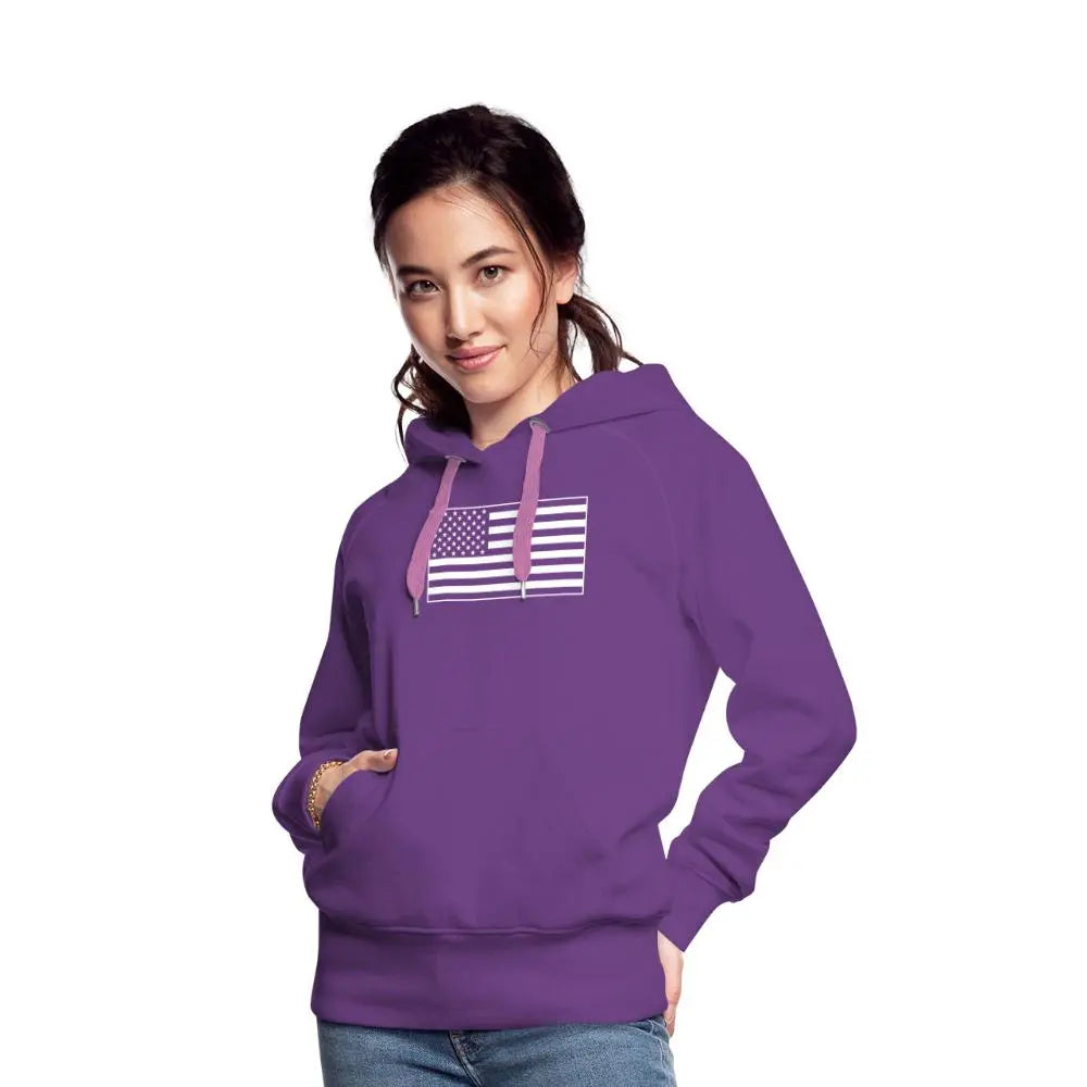 American Flag Women's Premium Hoodie - purple 