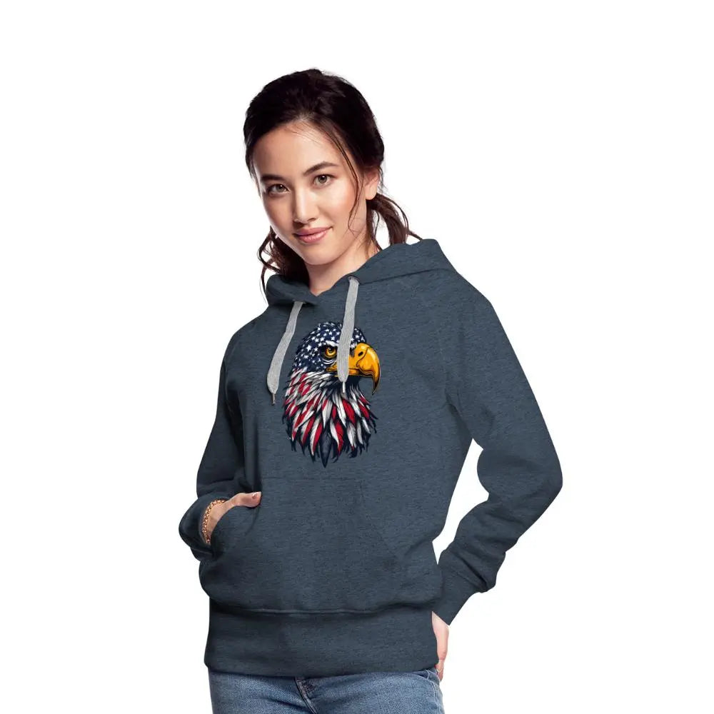 Freedom Eagle - Women’s Premium Hoodie - heather denim