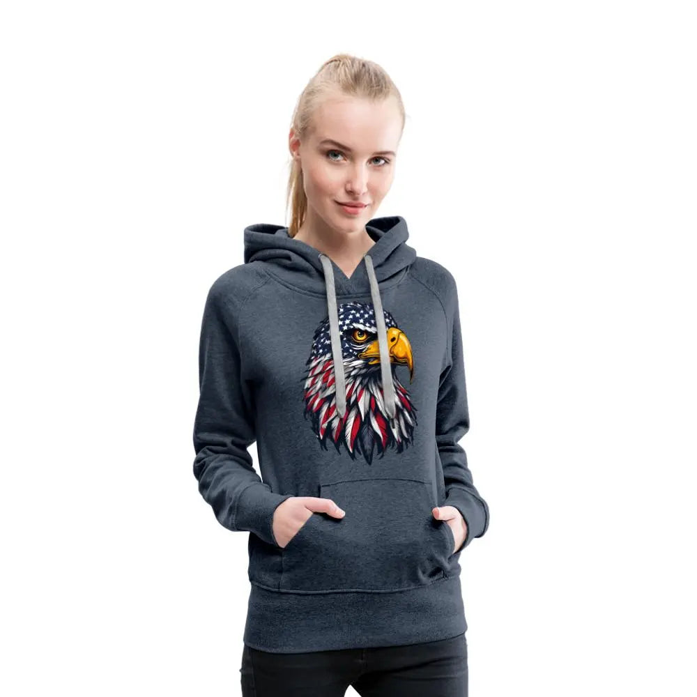 Freedom Eagle - Women’s Premium Hoodie - heather denim