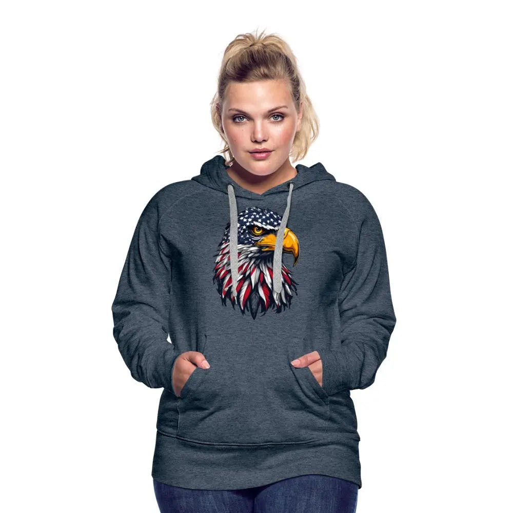 Freedom Eagle - Women’s Premium Hoodie - heather denim