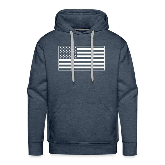 Men's Premium Hoodie - American Flag Design - heather denim