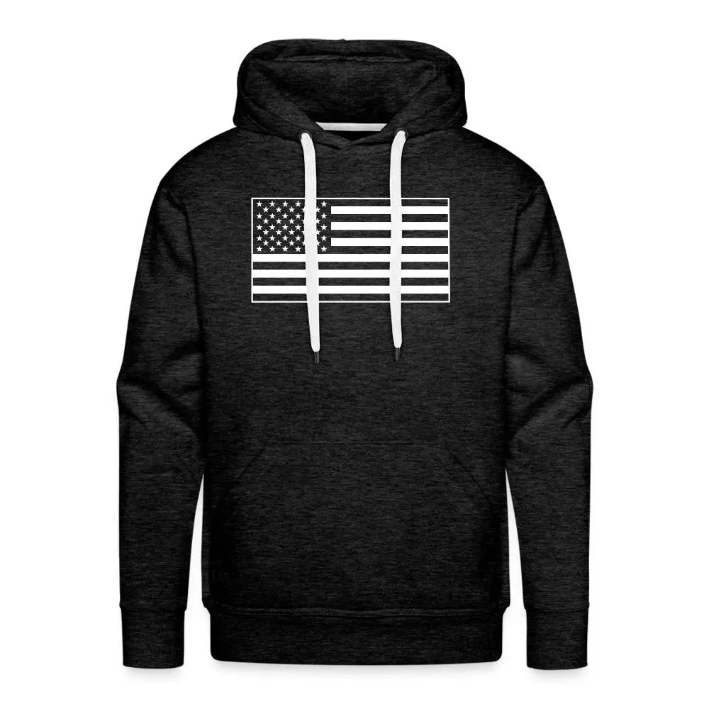 Men's Premium Hoodie - American Flag Design - charcoal grey