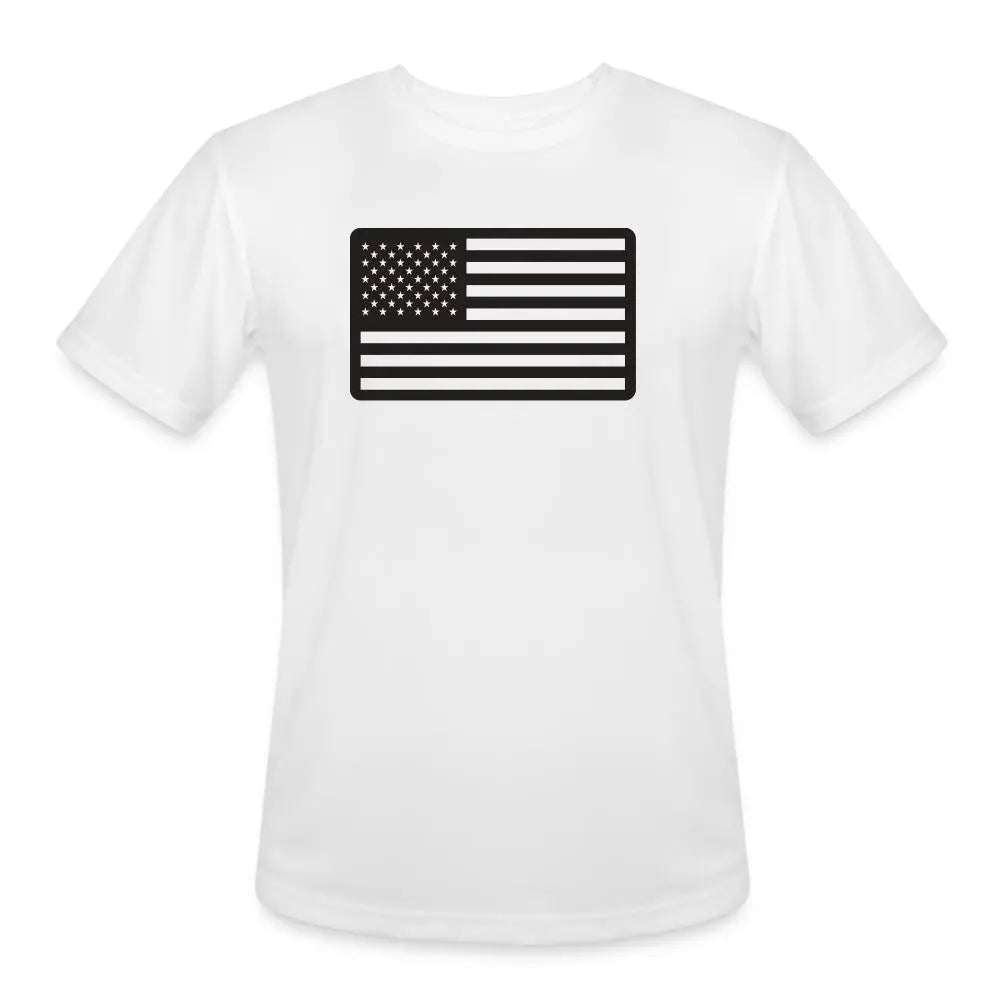 Moisture-Wicking Performance T-Shirt with American Flag Design - white