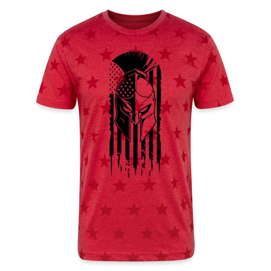 Patriot Spartan Stars T-Shirt - Bold American Flag Design - red star