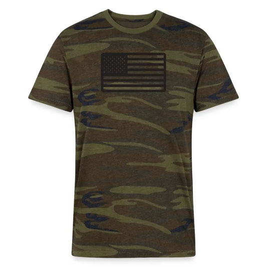 Patriotic Camo T-Shirt with American Flag - green camo