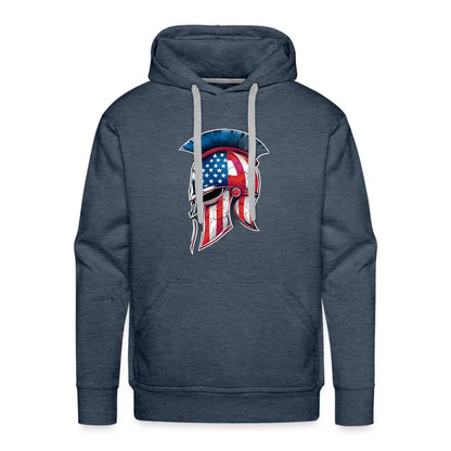 Spartan Designs Premium Hoodie - Rugged Patriotism Meets Ultimate Comfort - heather denim