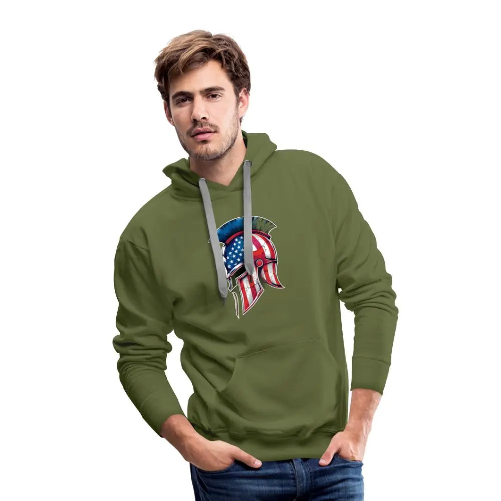 Spartan Designs Premium Hoodie - Rugged Patriotism Meets Ultimate Comfort - olive green