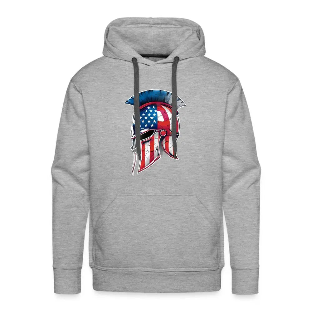 Spartan Designs Premium Hoodie - Rugged Patriotism Meets Ultimate Comfort - heather grey