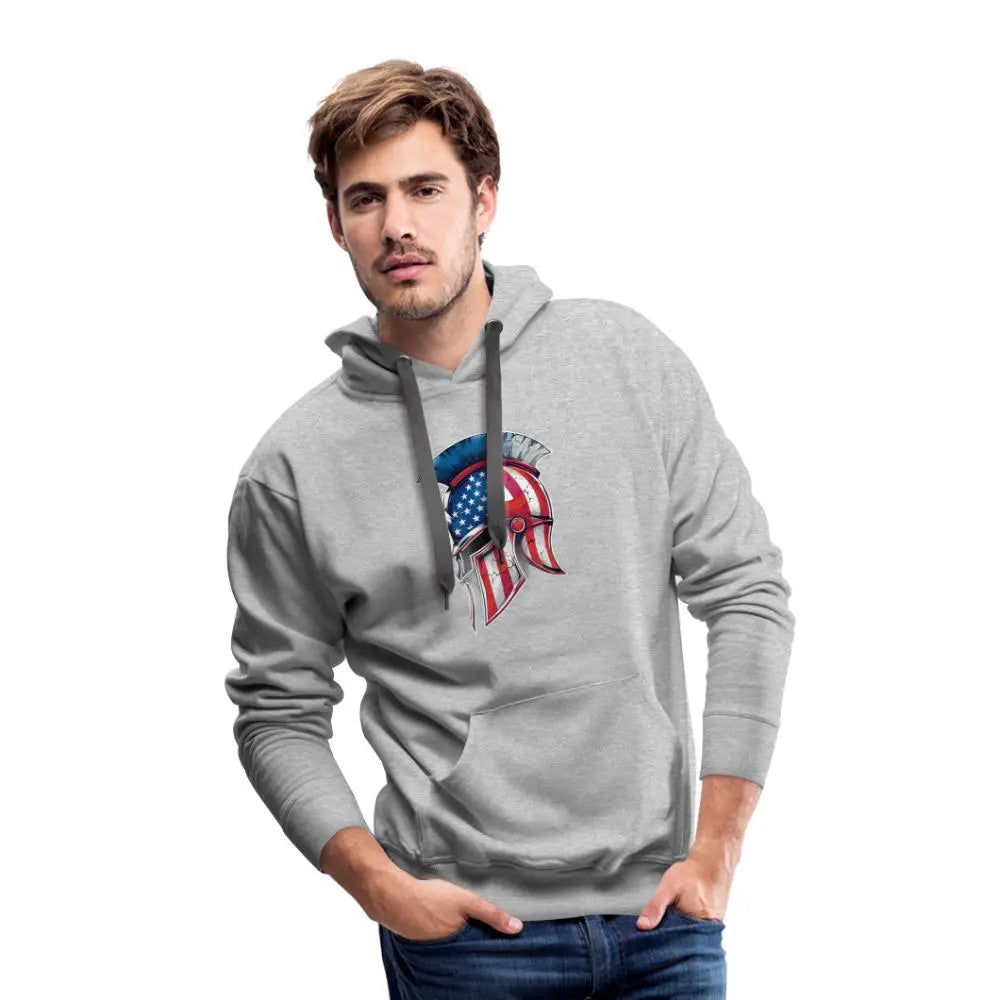 Spartan Designs Premium Hoodie - Rugged Patriotism Meets Ultimate Comfort - heather grey